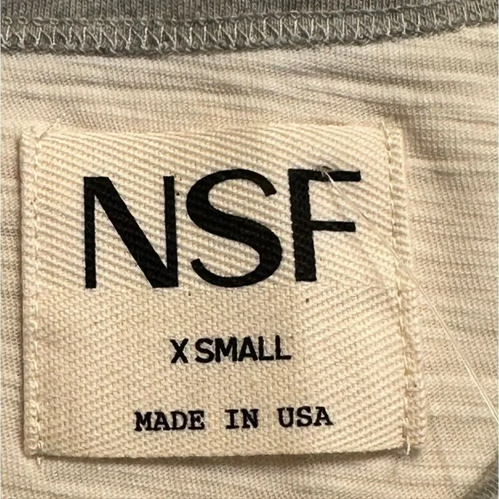 NSF Bodhi Shrunken Ringer Tee Shirt in Ivory/Heather Grey New With Tags Size XS